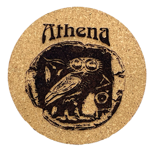 Athena with Owl Cork Coaster