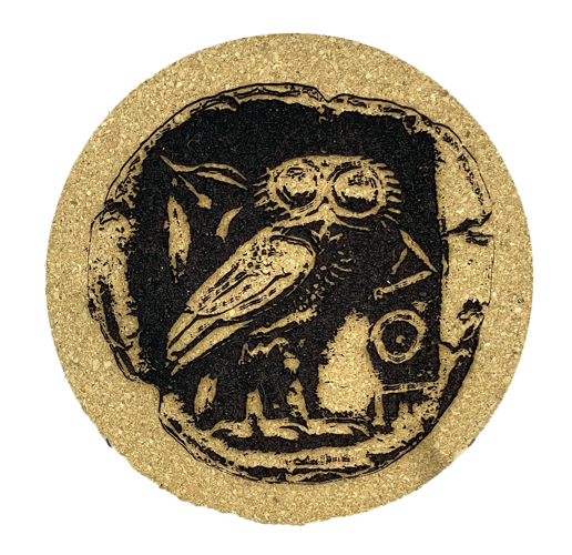 Athena's Owl Cork Coaster