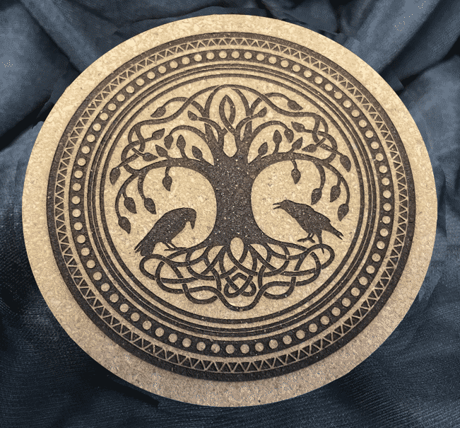 Coaster Double Raven with Celtic Tree