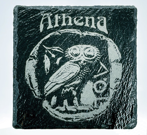 Athena with Owl Slate Tile