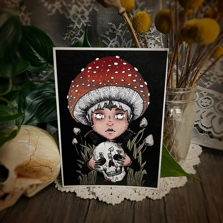Merrit The Skull Mushroom Orphan Print 5"x7"