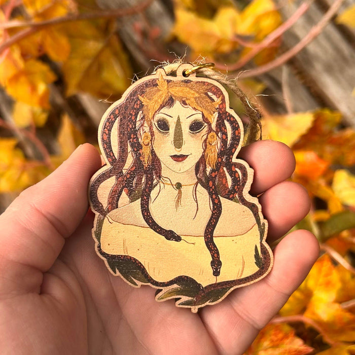 Wooden Medusa Ornament 
