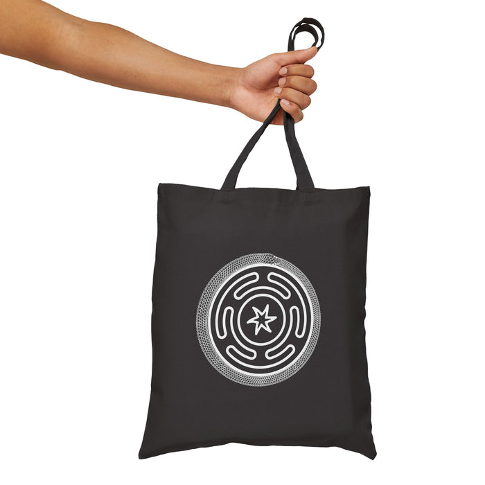 Hecate's Strophalos & Oroboros Black Cotton Canvas Tote Bag