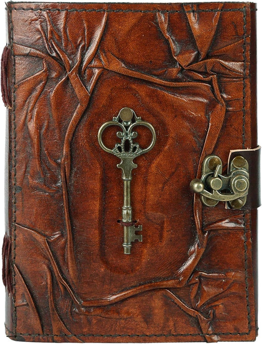 Leather Bound Grimoire Journal Deckle Edge Witch Diary: The Key