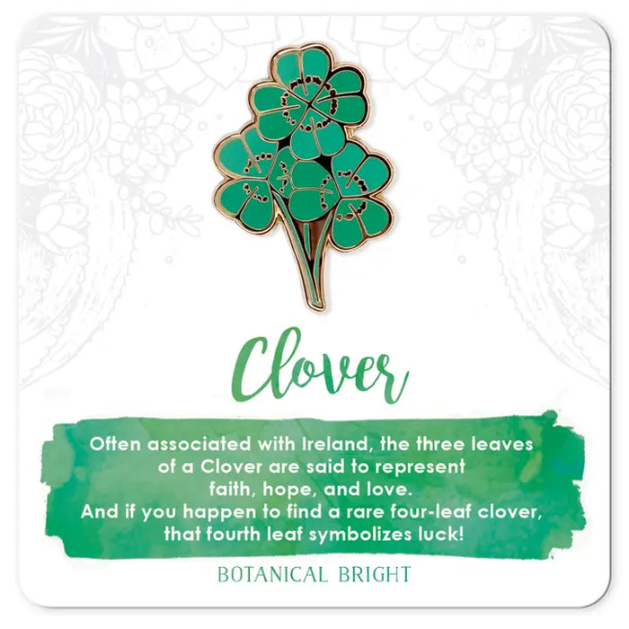 Botanical Bright Four-Leaf Clover Enamel Pin