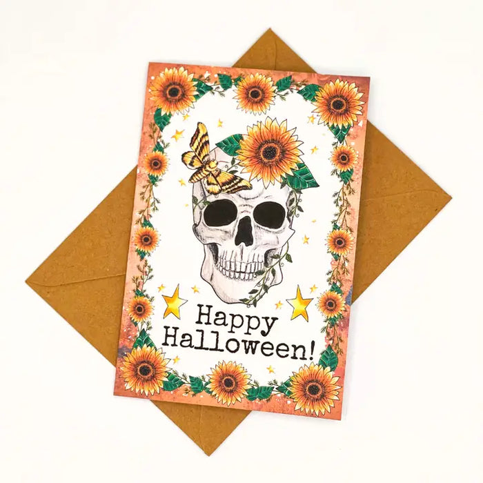 NMM 4x6 Spooky Skull Card Orange