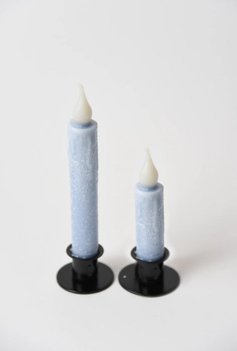 Light Blue Battery Operated LED Timer Taper Candle