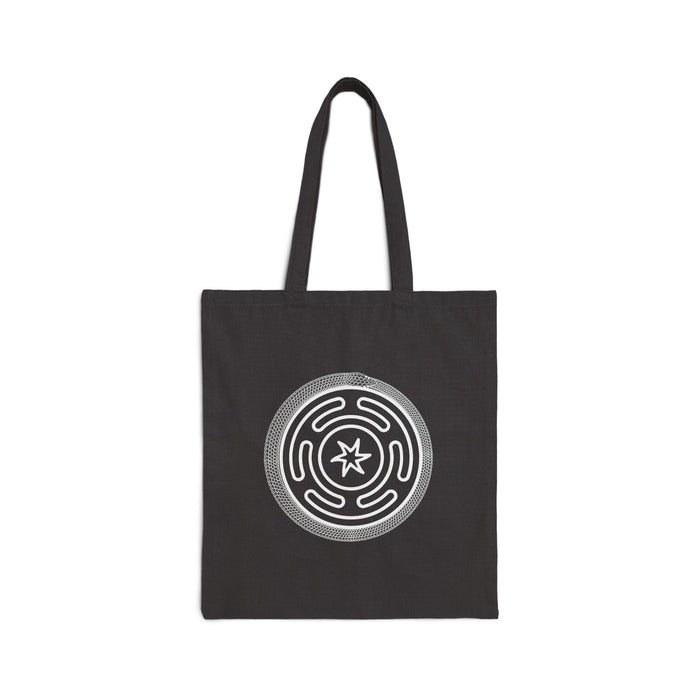 Hecate's Strophalos & Oroboros Black Cotton Canvas Tote Bag
