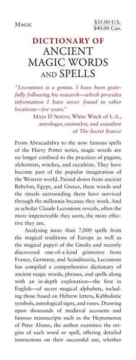 Dictionary of Ancient Magic Words and Spells by Claude Lecouteux: Hardcover