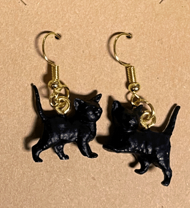 Black Cat Earrings by Abigail Evergreen