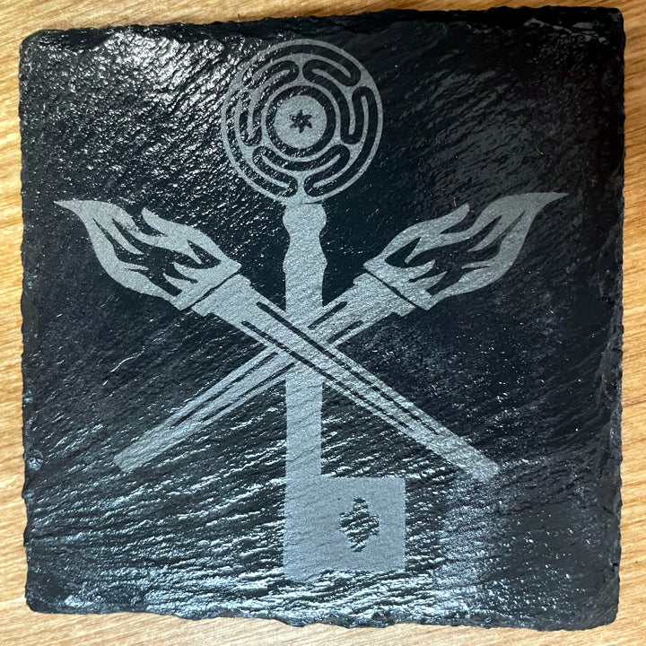 Hecate's Key, Wheel, Torch, Sigil ~ Slate Altar Tile