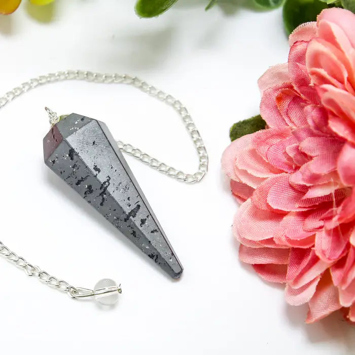 Hematite Gemstone Pendulum Silver Color Chain