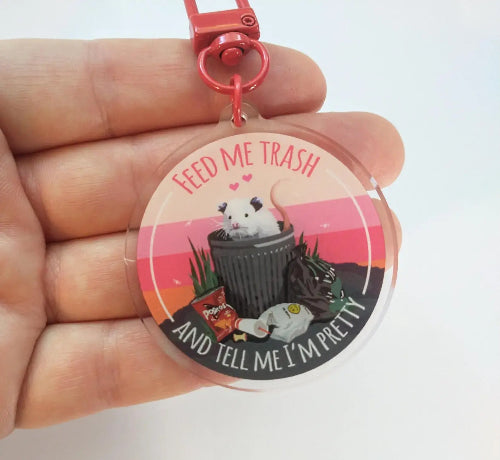 Cute Animal Keychain Feed Me Trash Possum