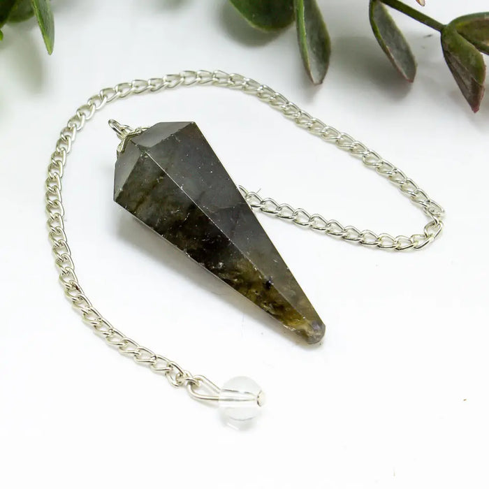 Labradorite Gemstone Pendulum Silver Color Chain