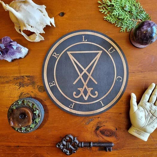 Lucifer Sigil Altar Tile: 20cm Wide Blackened