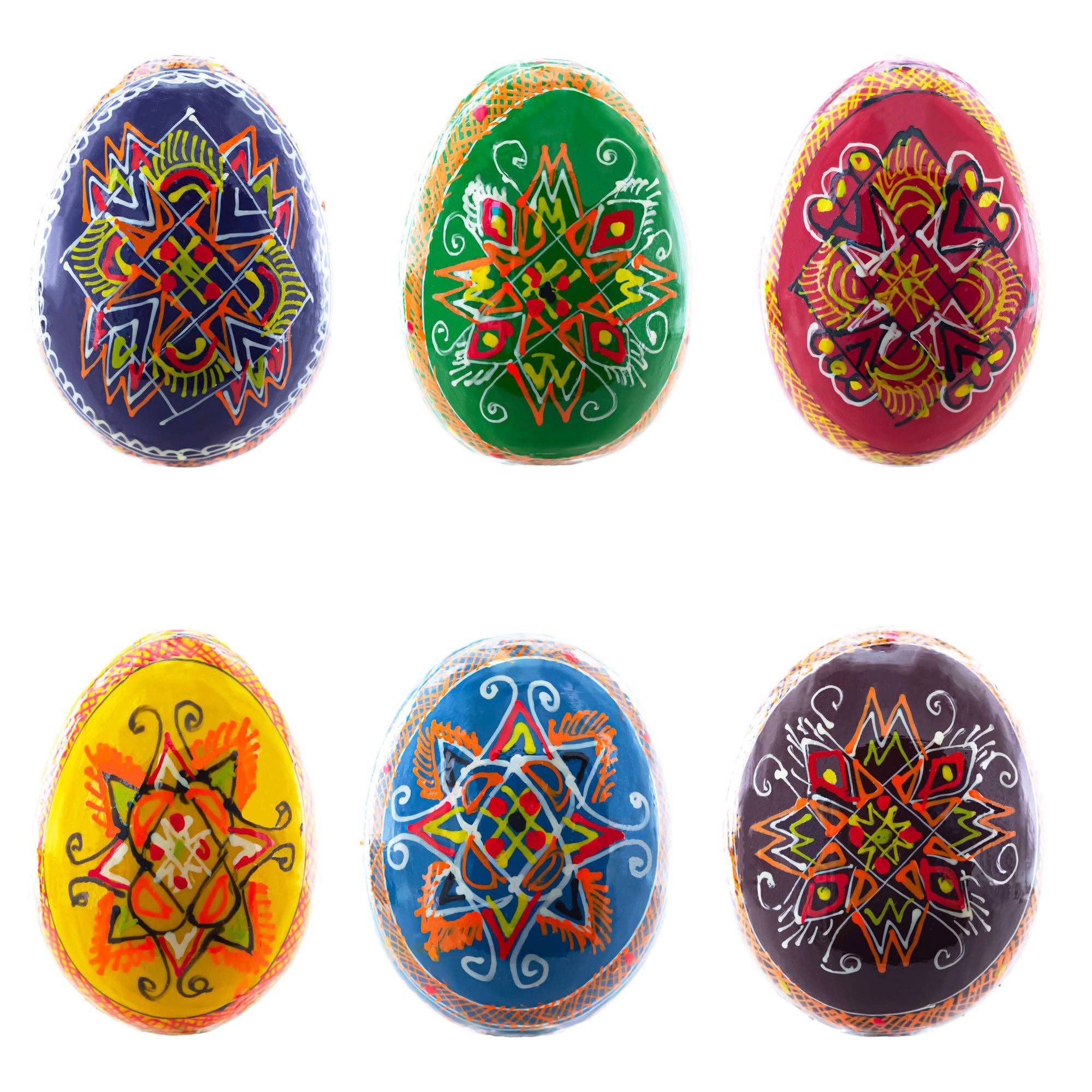 Multicolor Ukrainian Pysanky Wooden Easter Egg 2.25"