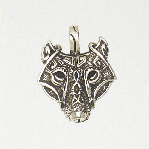 Norse Necklace – Viking Wolf's Head Mask: Pewter