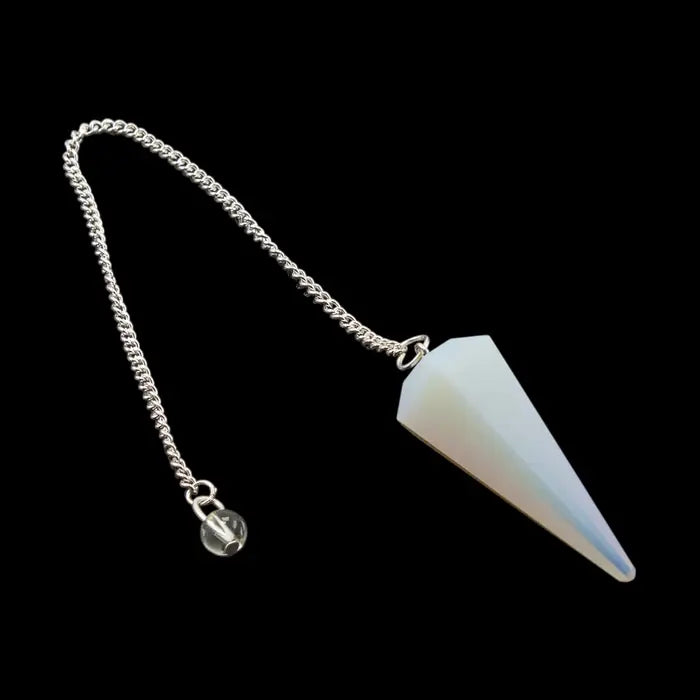 Opalite Gemstone Pendulum Silver Color Chain