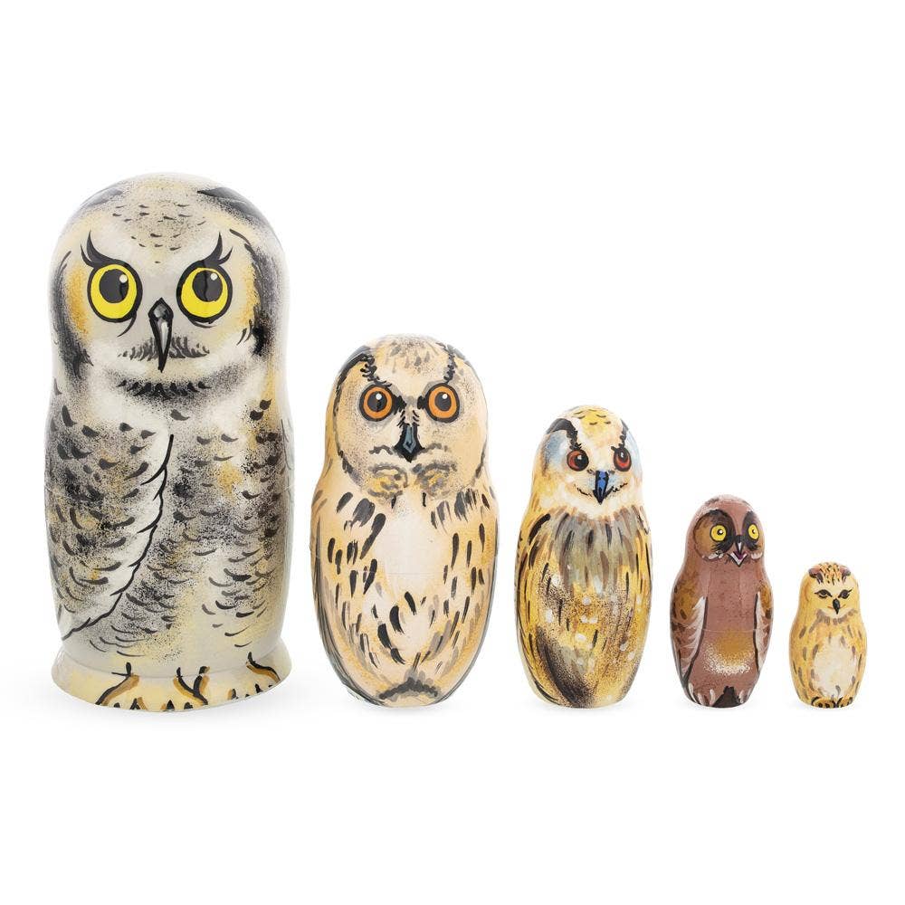 Owls Wooden Nesting Dolls 6"