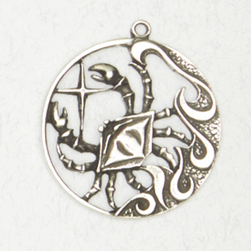 Zodiac Art Necklace - Cancer: Pewter
