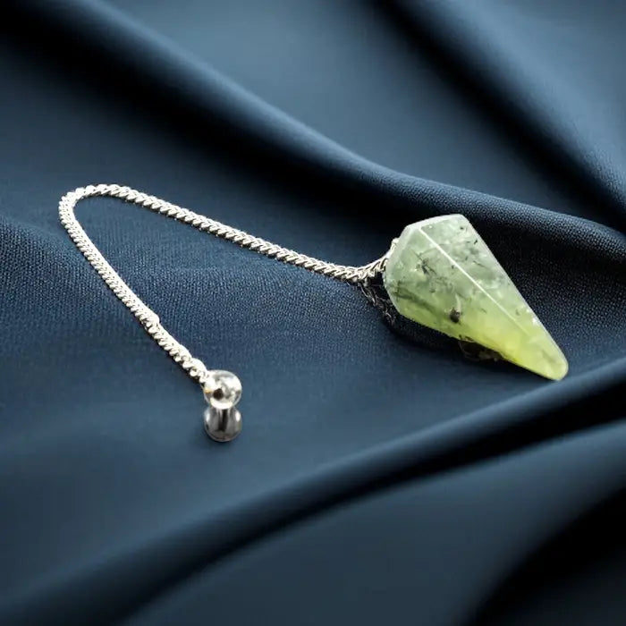 Prehnite Gemstone Pendulum Silver Color Chain