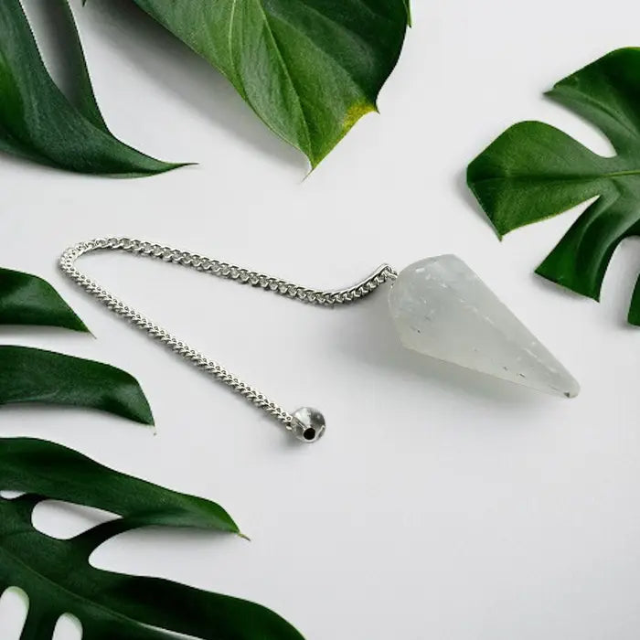 Selenite Gemstone Pendulum Silver Color Chain