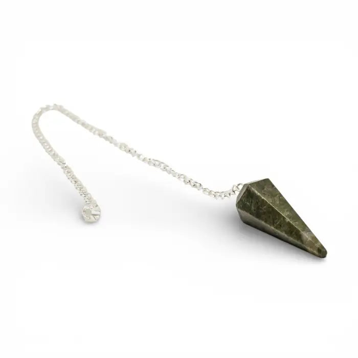 Serpentine Gemstone Pendulum Silver Color Chain