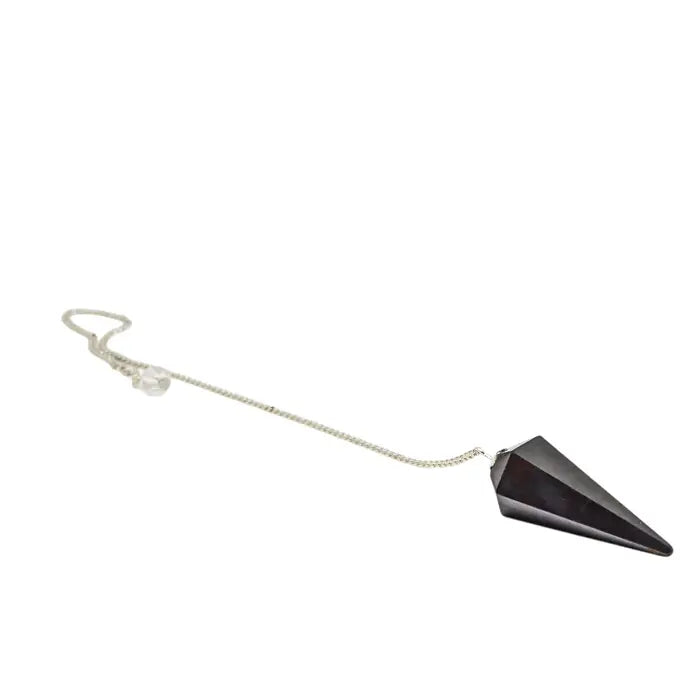 Shungite Gemstone Pendulum Silver Color Chain