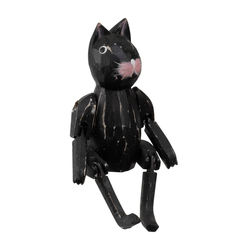 Sitting Wooden Black Cat 5"