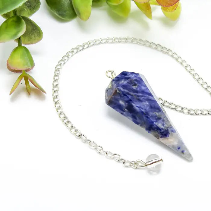 Sodalite Gemstone Pendulum Silver Color Chain