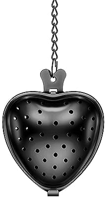 Heart Shaped Stainless Steel Mesh Tea Strainer (Black)