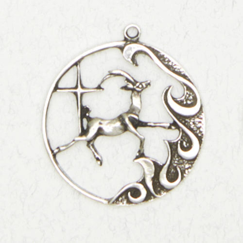 Zodiac Art Necklace - Capricorn: Pewter