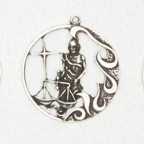 Zodiac Art Necklace - Libra: Pewter