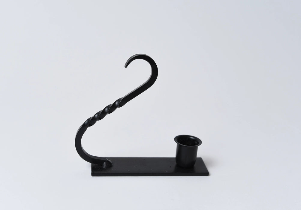 Iron Taper Holder with Curved Handle