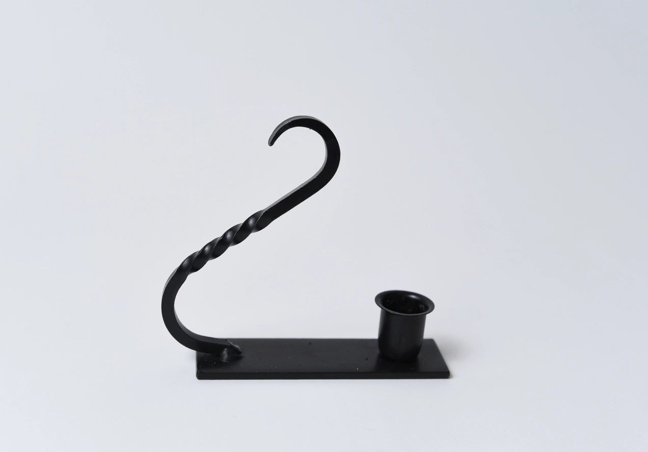 Iron Taper Holder with Curved Handle