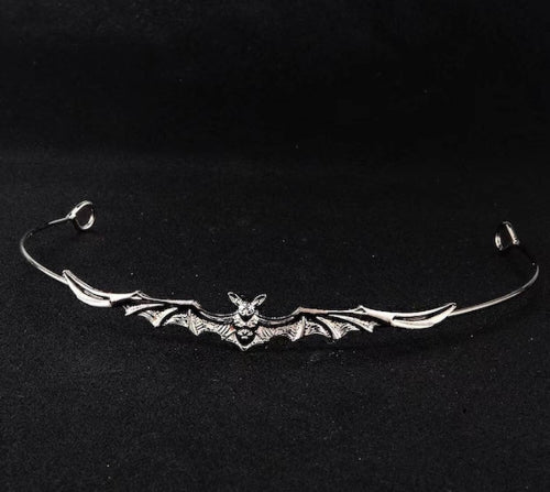 Silver Bat Crown Tiara Hair Band