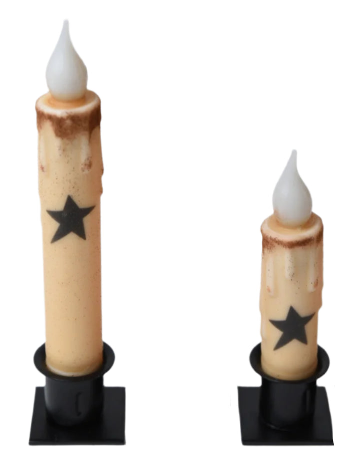 Black Star Battery Operated Timer Taper Candle