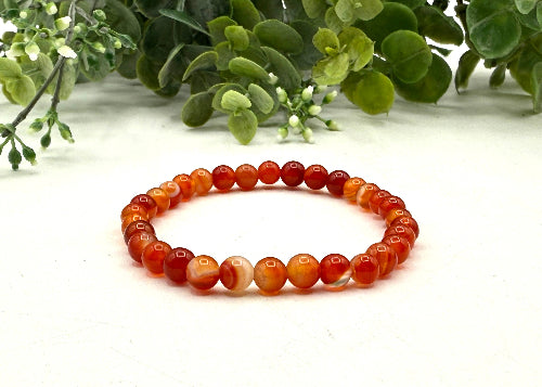 Banded Carnelian Stretchable Bracelet 6mm