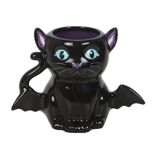 Cute and Creepy Gothic Bat Cat Halloween Mug
