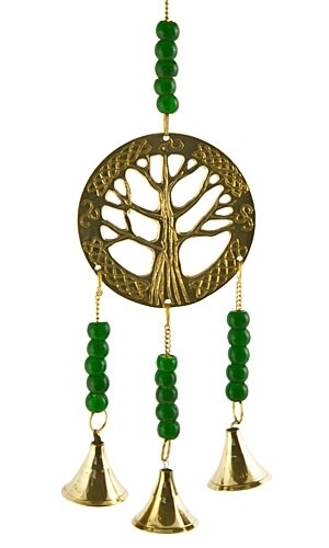 Tree of Life Brass Chime with Beads 11"