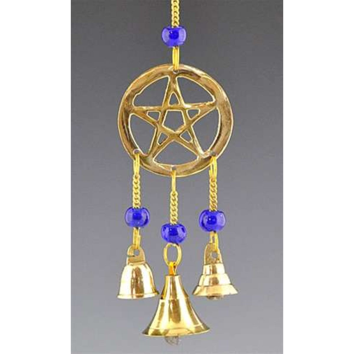 Pentacle Brass Chime with Beads 9"