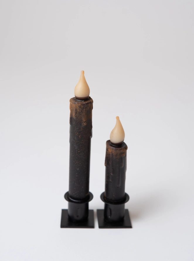 Black Battery Operated LED Timer Taper Candle
