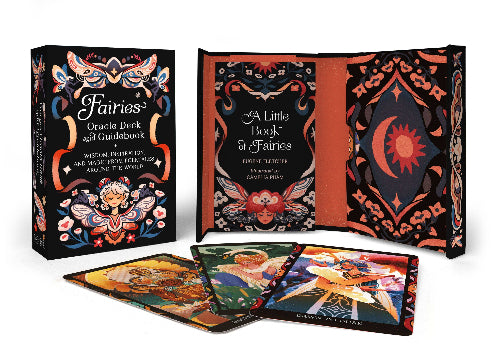 Fairies Oracle Deck with guidebook and tarot cards on a white background