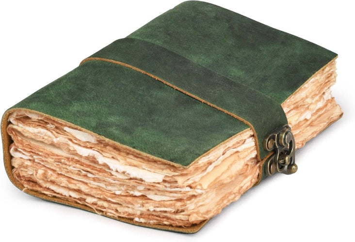Handmade Leather Journal with C-Lock Green