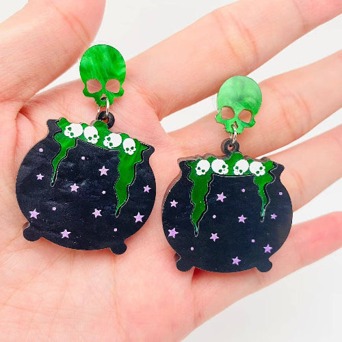 Acrylic Poison Cauldron Post Earrings