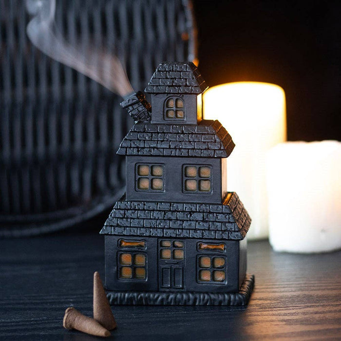 Black Haunted House Halloween Incense Cone Holder