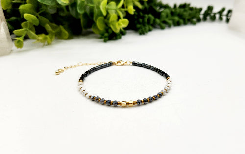 Pain Relief-Terahertz/Howlite/Hematite Bracelet-3mm w/Clasp