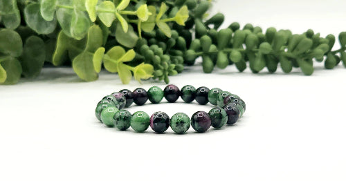 Ruby Zoisite Stretchable Gemstone Bracelet-7.5"Long