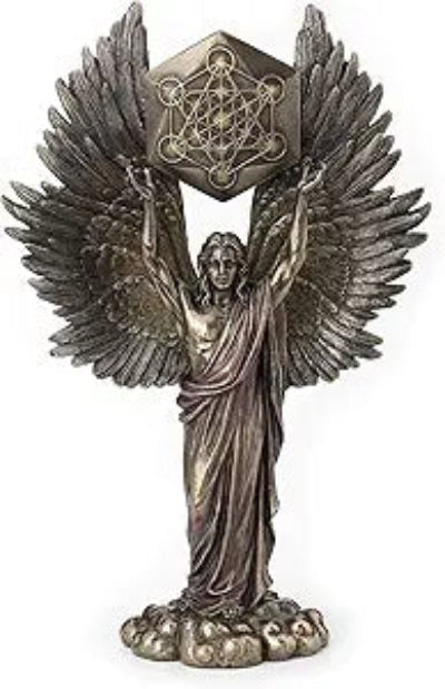 Metatron Holding Sacred Geometry Cube Statue