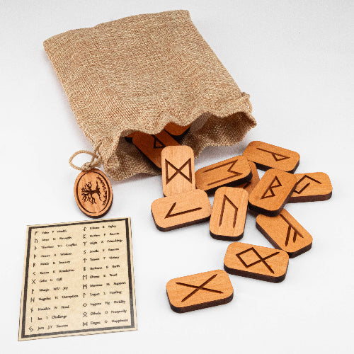 Elder Futhark Rune Set, Solid Engraved Elder Wood– Asheville Pagan Supply